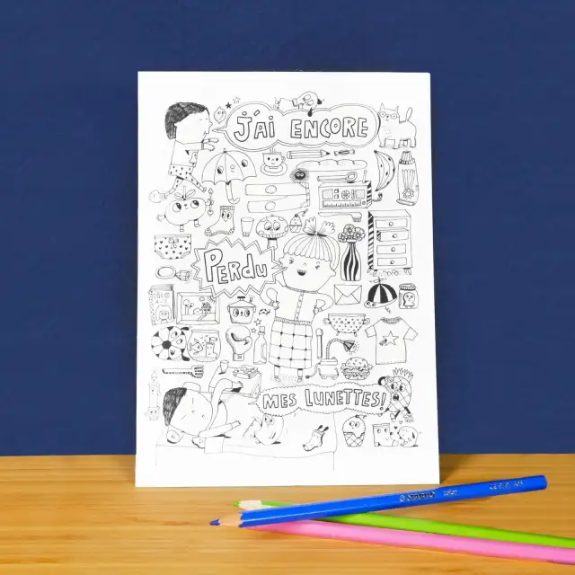 5 cartes postales géantes à colorier - Maison Georges