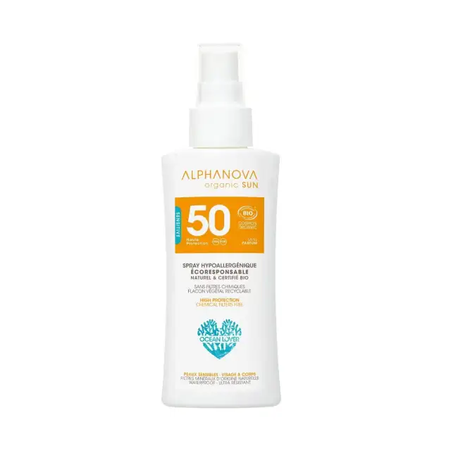 Spray solaire Sensitive SPF50 format voyage - Alphanova Organic Sun