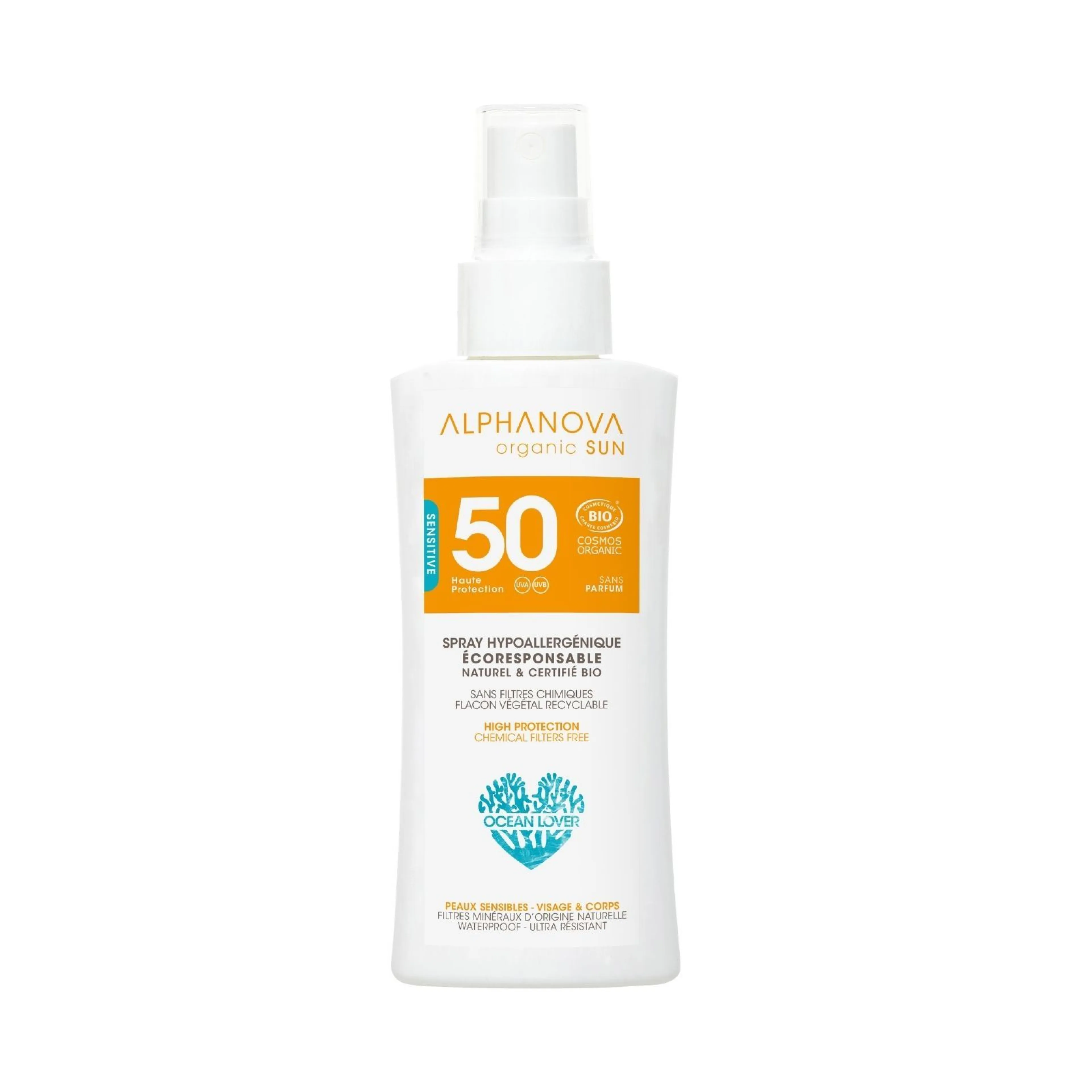 Spray solaire Sensitive SPF50 format voyage - Alphanova Organic Sun