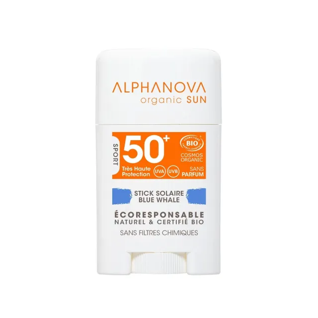 Stick solaire bleu très haute protection visage SPF50+ - Alphanova