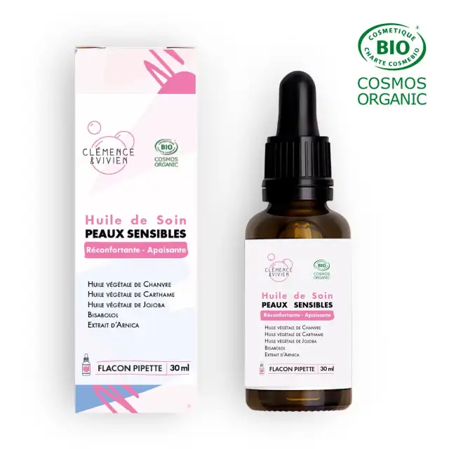 Huile de soin peaux sensibles - Clémence & Vivien