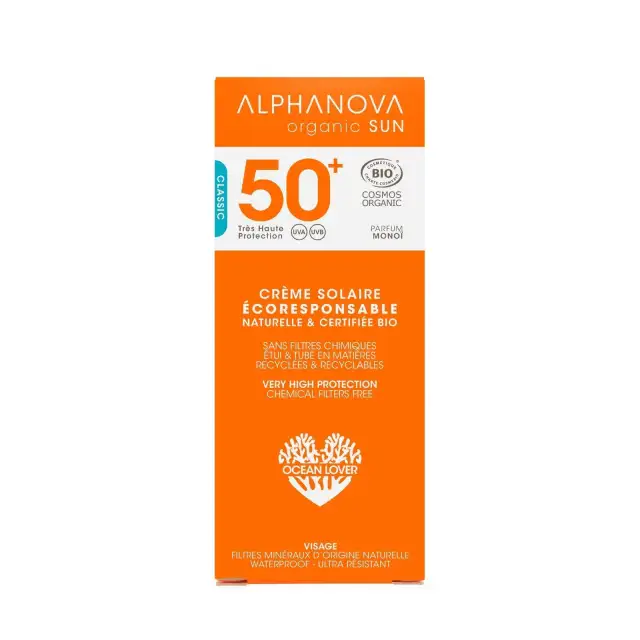 Crème solaire Classic visage SPF50+ - Alphanova Organic Sun