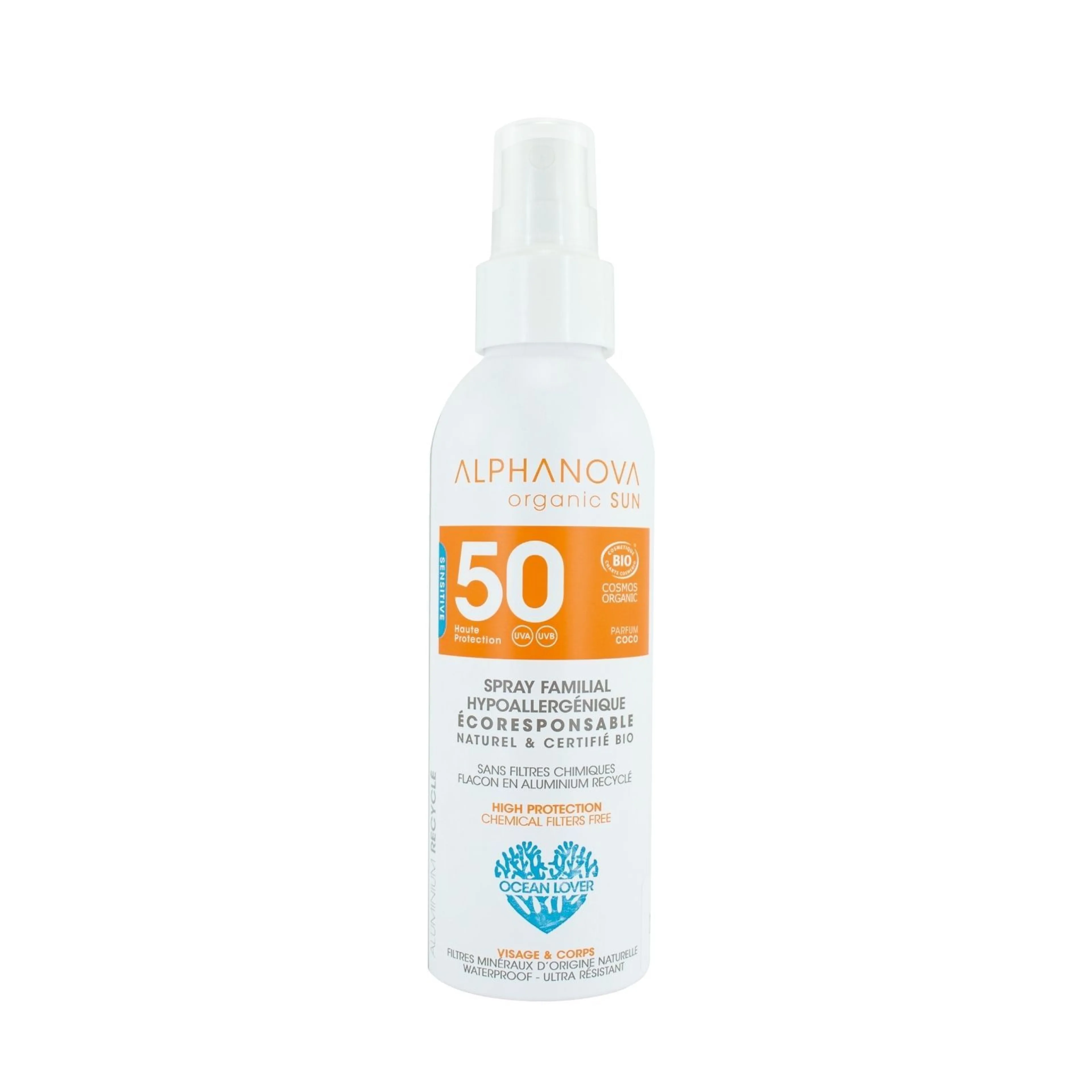 Spray solaire Sensitive familial SPF50 - Alphanova Organic Sun