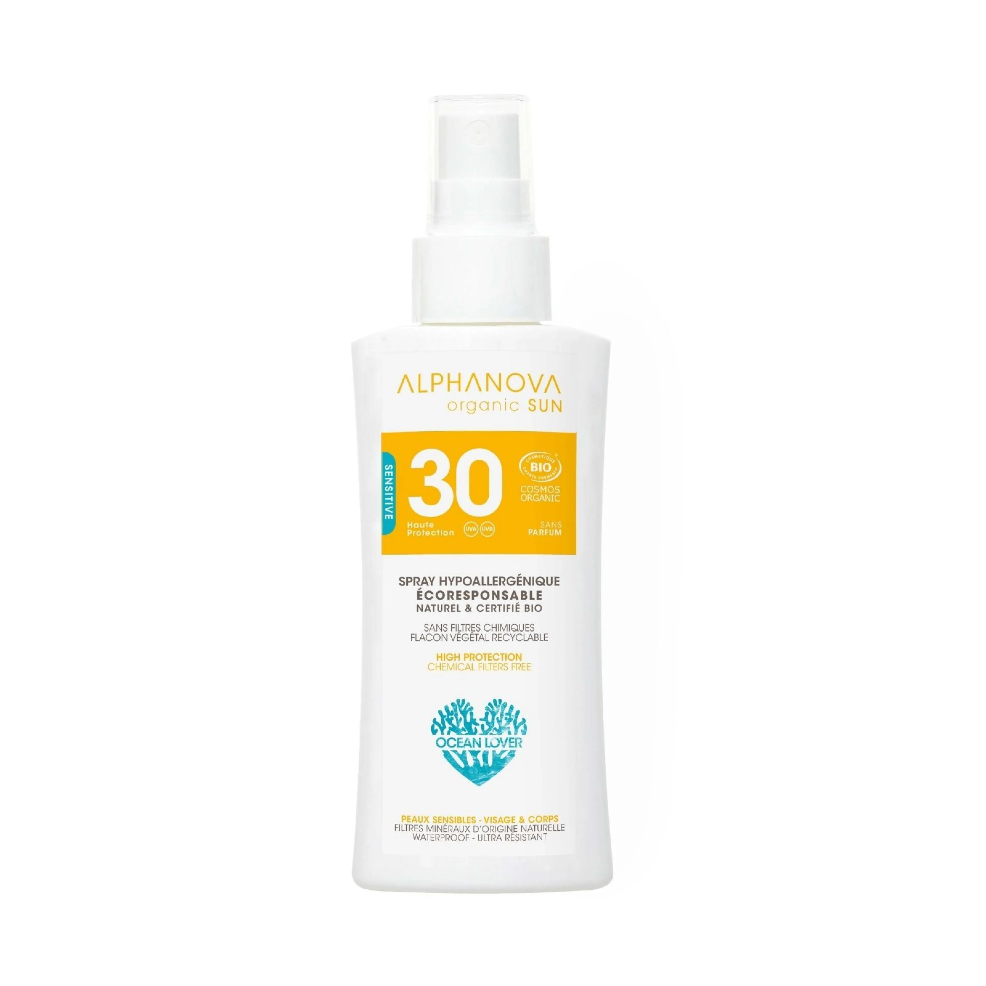 Spray solaire Sensitive SPF30 format voyage - Alphanova Organic Sun