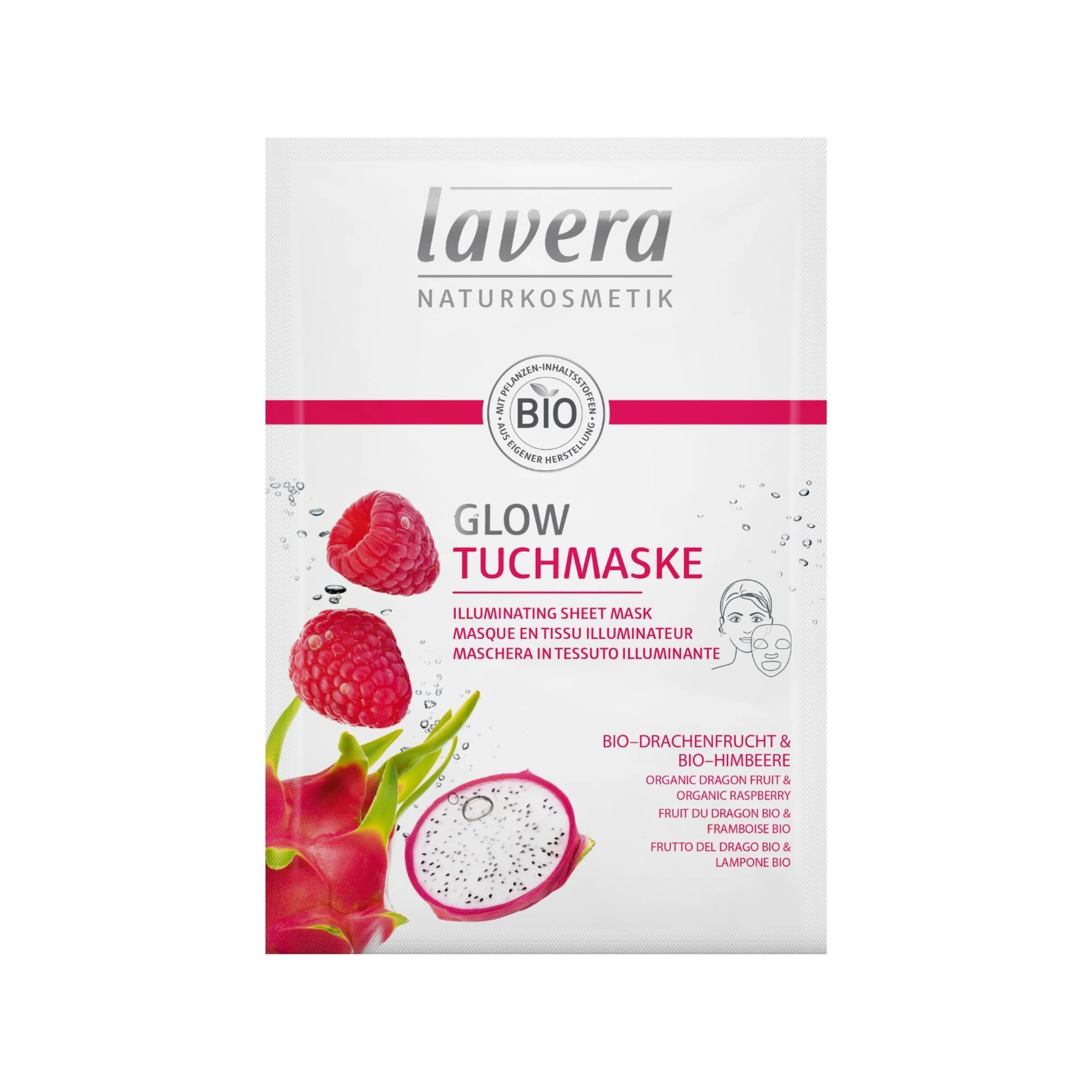 Masque en tissu Illuminant au Fruit de Dragon & Framboise Bio - Lavera