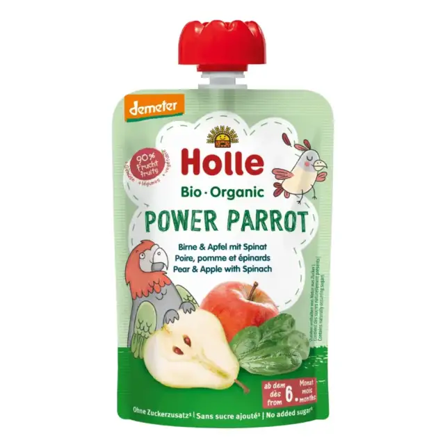 Gourde Poire, Pomme & Épinards - Power Parrot - Holle