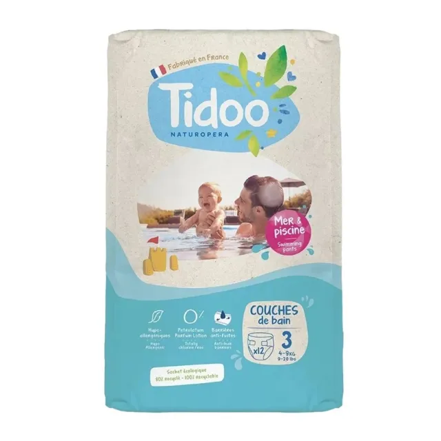 Couches de bain écologique taille 3 4-9 kg x12 - Tidoo