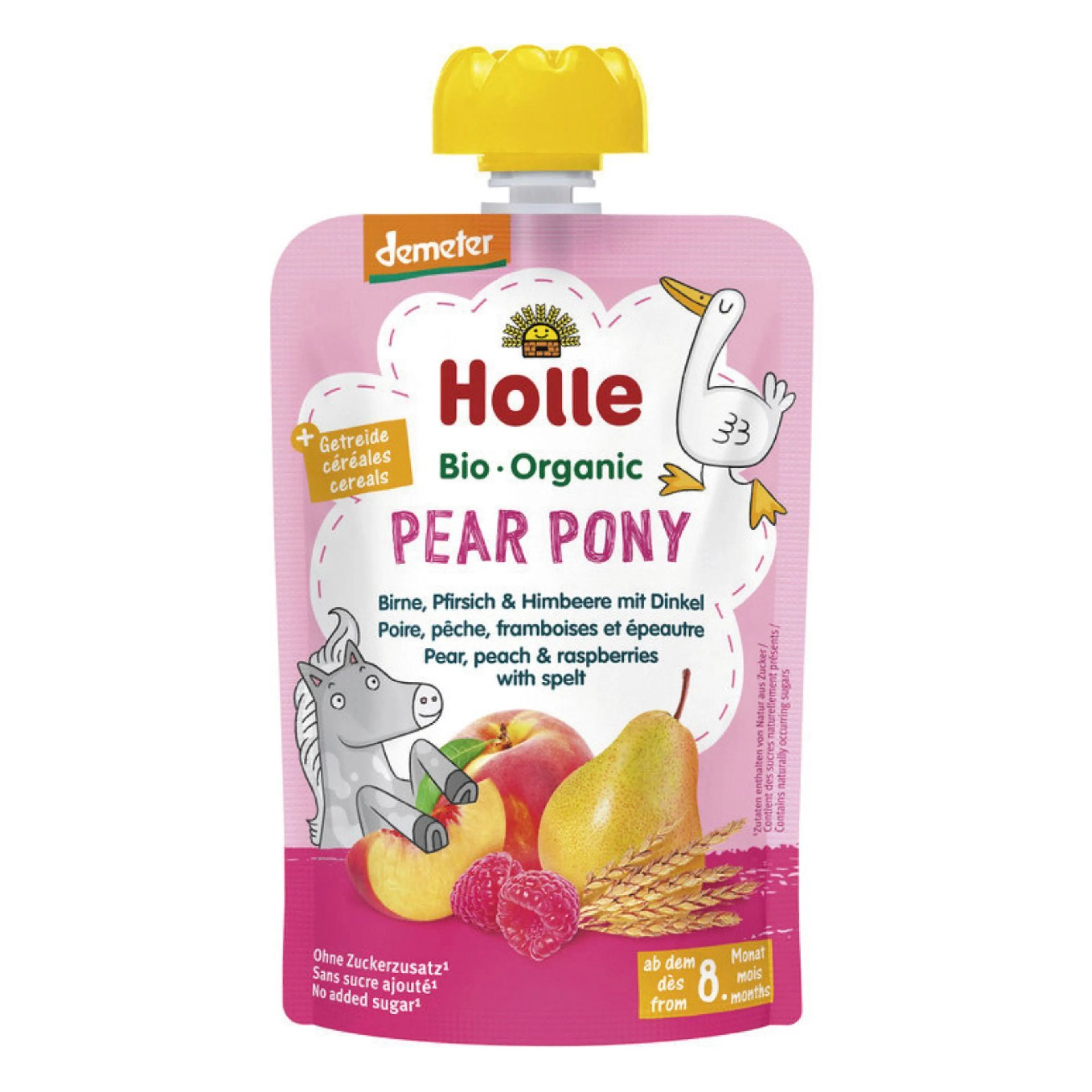 Gourde Poire, Pêche, Framboises & Épeautre - Pear Pony - Holle