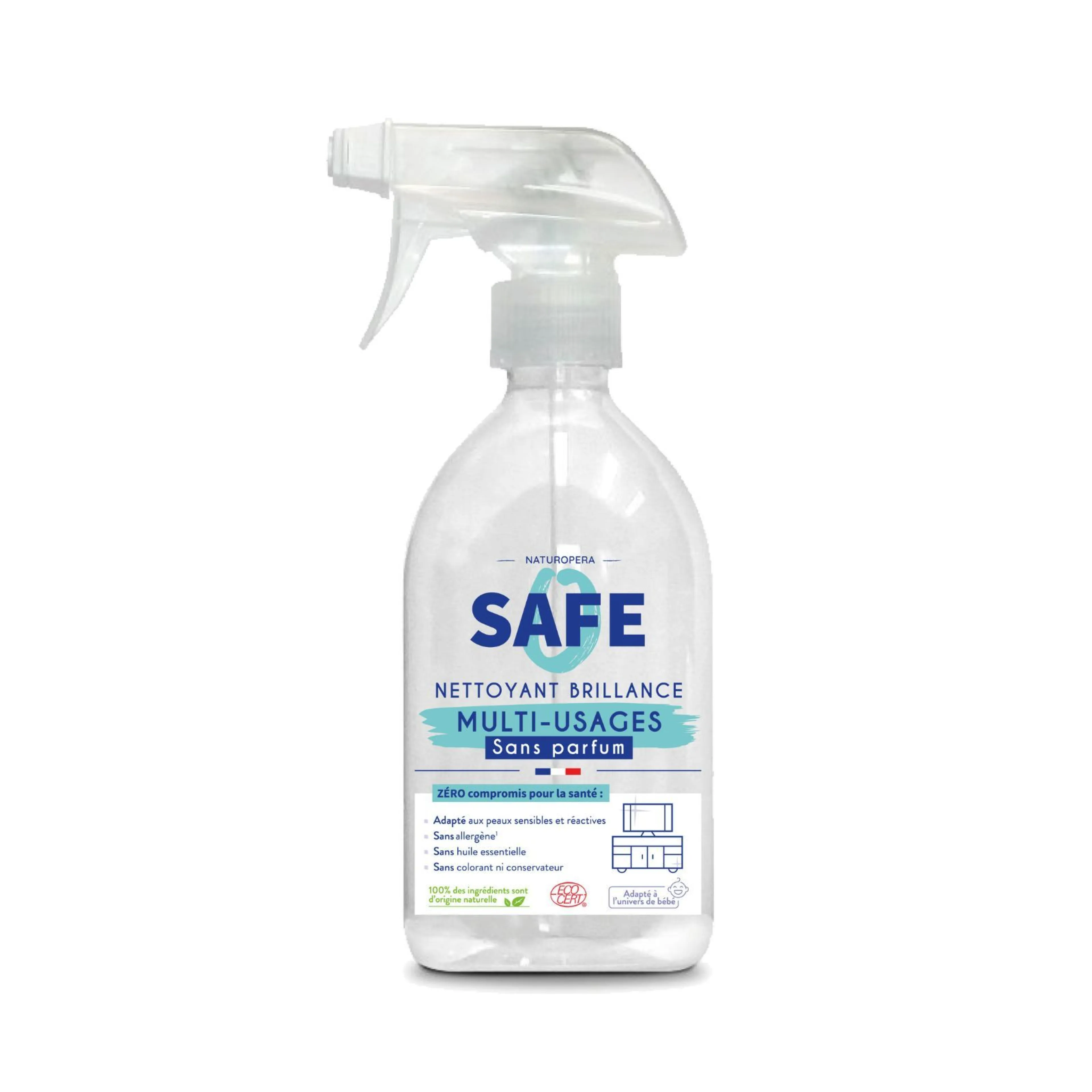 Nettoyant Multi-Usages Sans Parfum 100% d'Origine Naturelle - SAFE