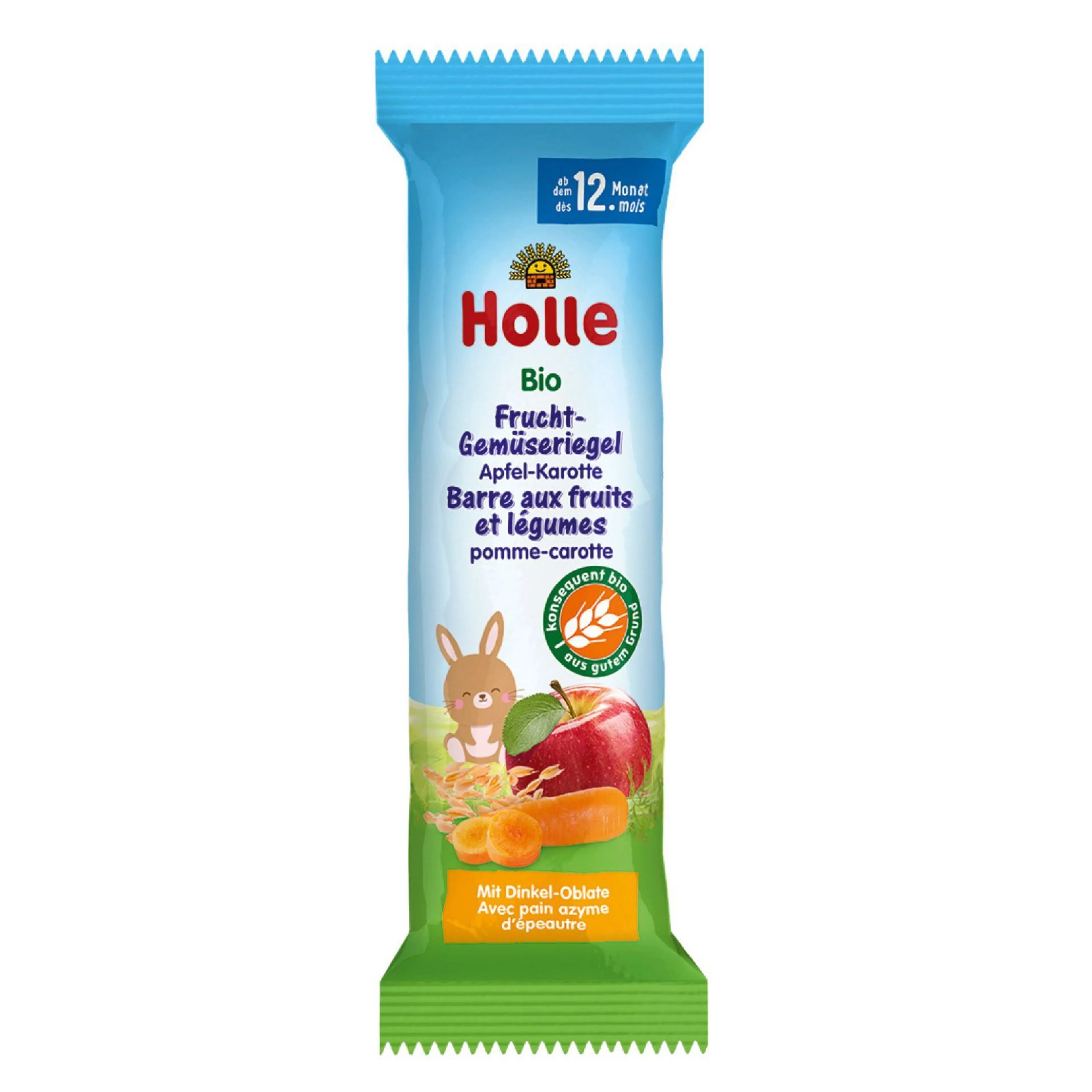 Barre bio aux fruits et légumes Pomme‑Carotte – Holle