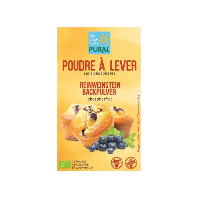 Lot de 3 sachets de levure chimique poudre à lever Bio - Pural