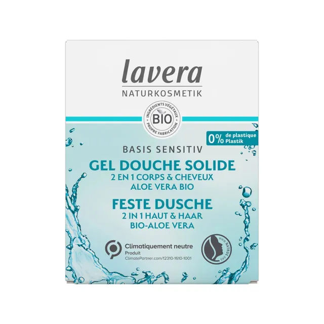 Gel douche solide 2 en 1 à l'aloé vera Basis Sensitiv - Lavera