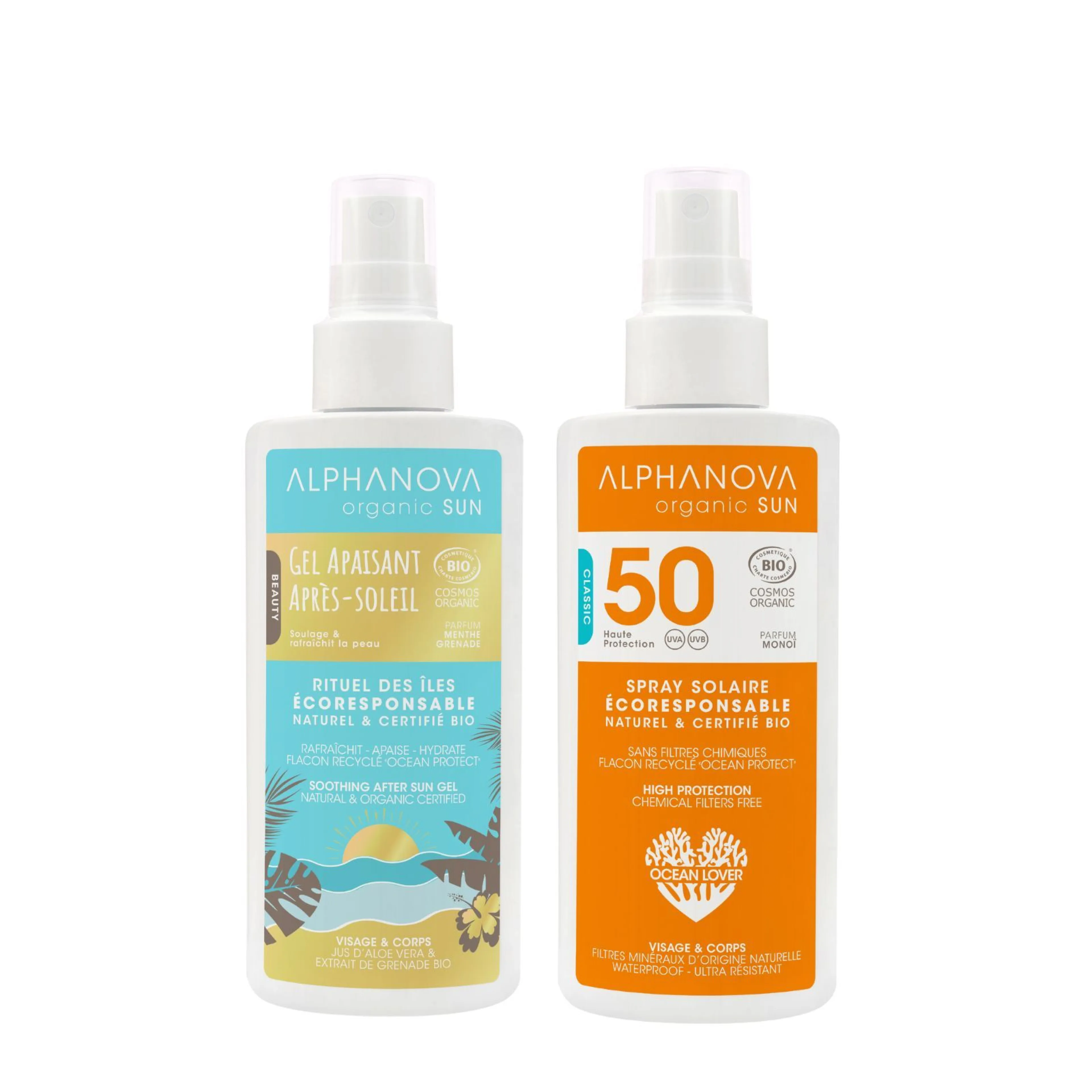 Duo Spray Solaire SPF50 & Gel Apaisant Après-Soleil à l'Aloé Vera - Alphanova