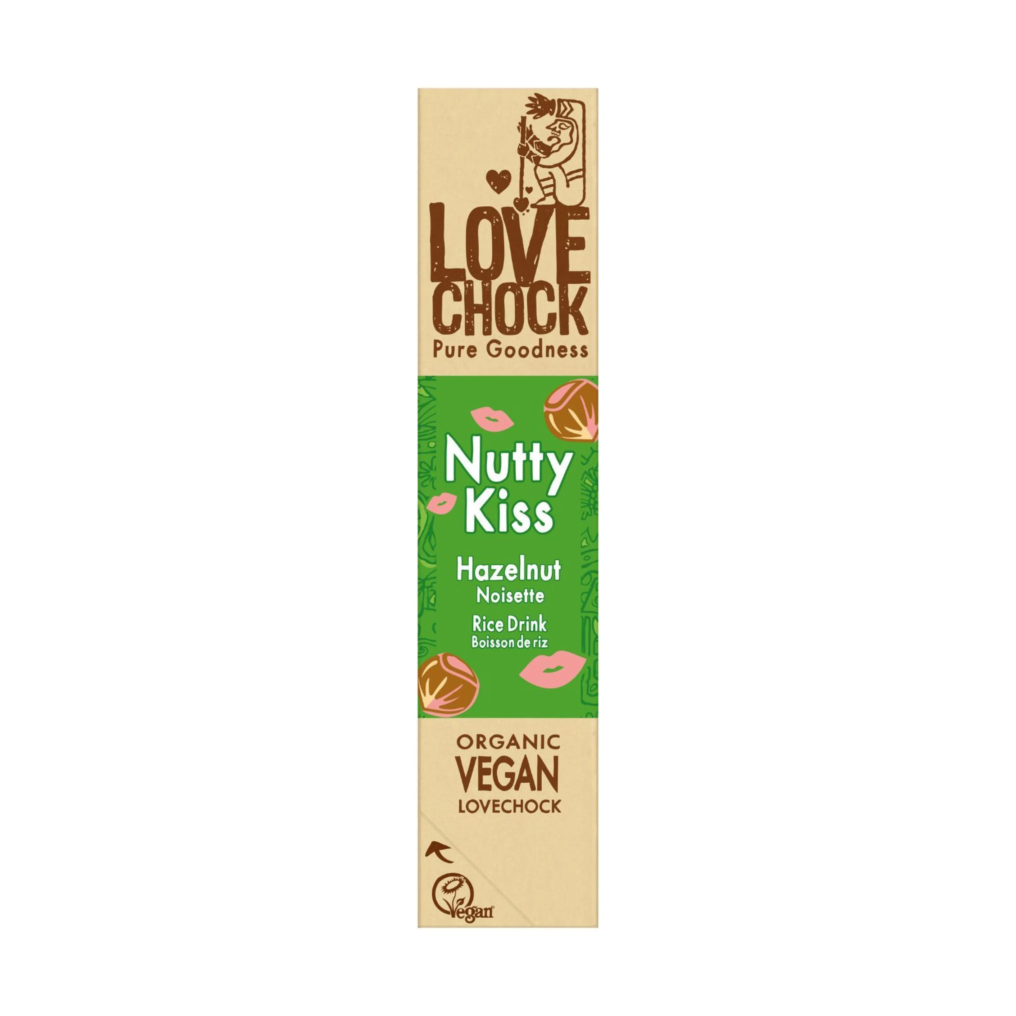 Barre de chocolat lait de riz et noisettes - Nutty Kiss - Lovechock