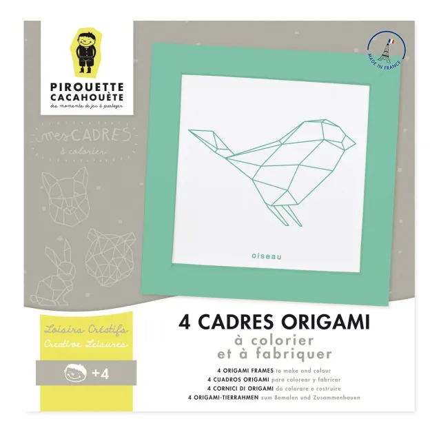 Kit créatif - 4 Cadres animaux origami - Pirouette Cacahouète