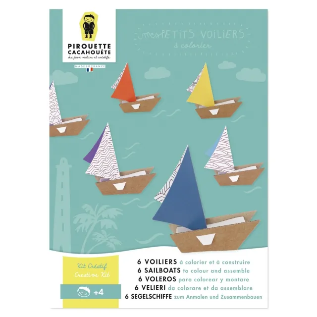 Kit créatif - 6 Voiliers à colorier et à construire - Pirouette Cacaouète
