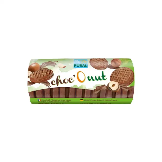 Biscuits à l'épeautre fourrés à la noisette et au cacao - Pural