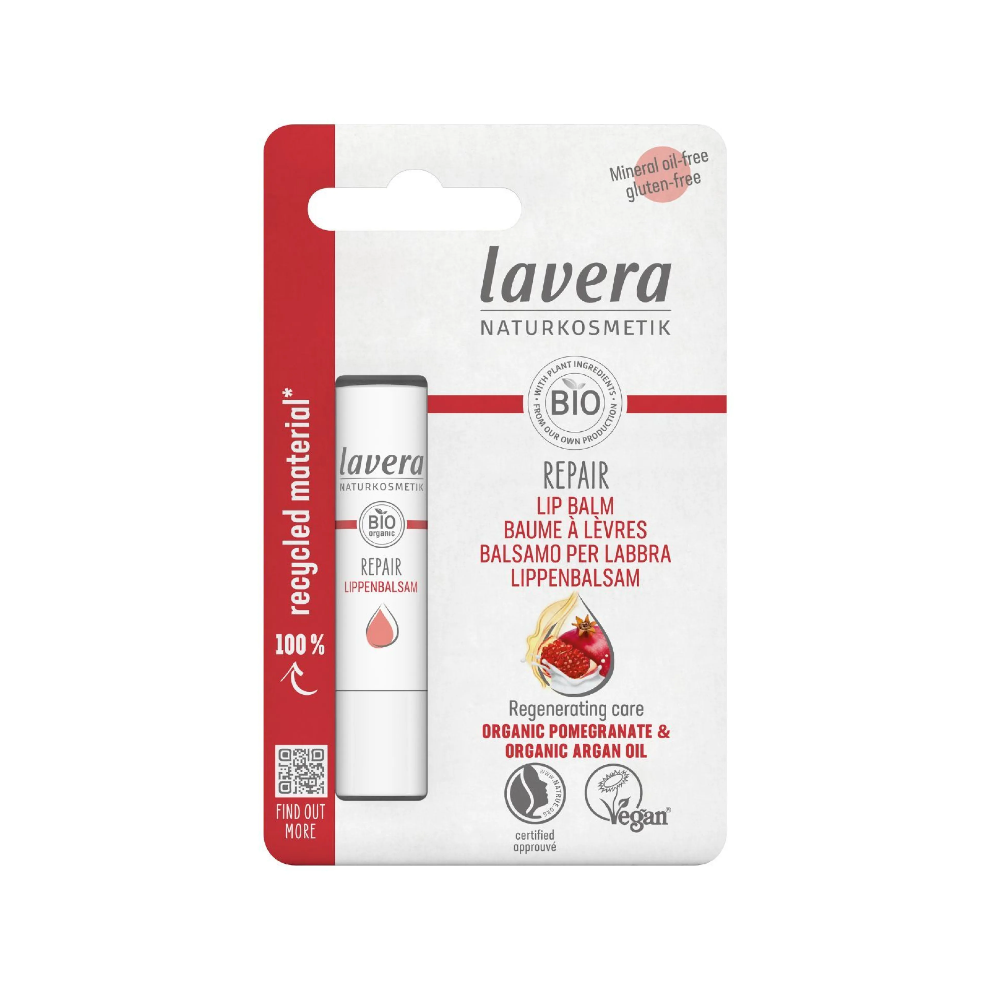 Baume à lèvres Repair à la grenade bio et huile d'argan - Lavera