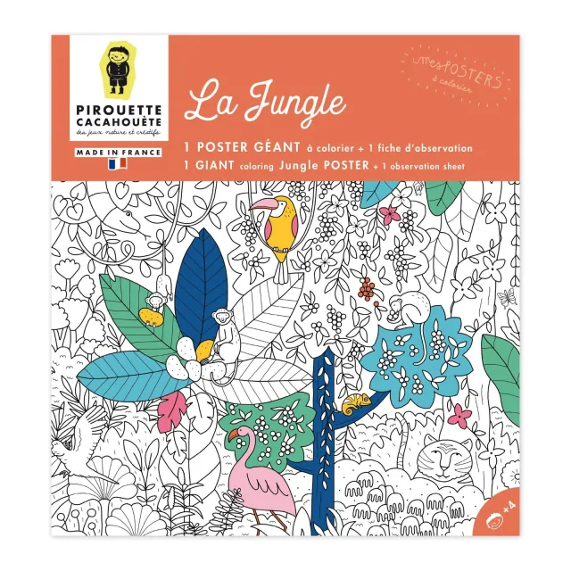 Poster géant à colorier - La jungle - Pirouette Cacahouète