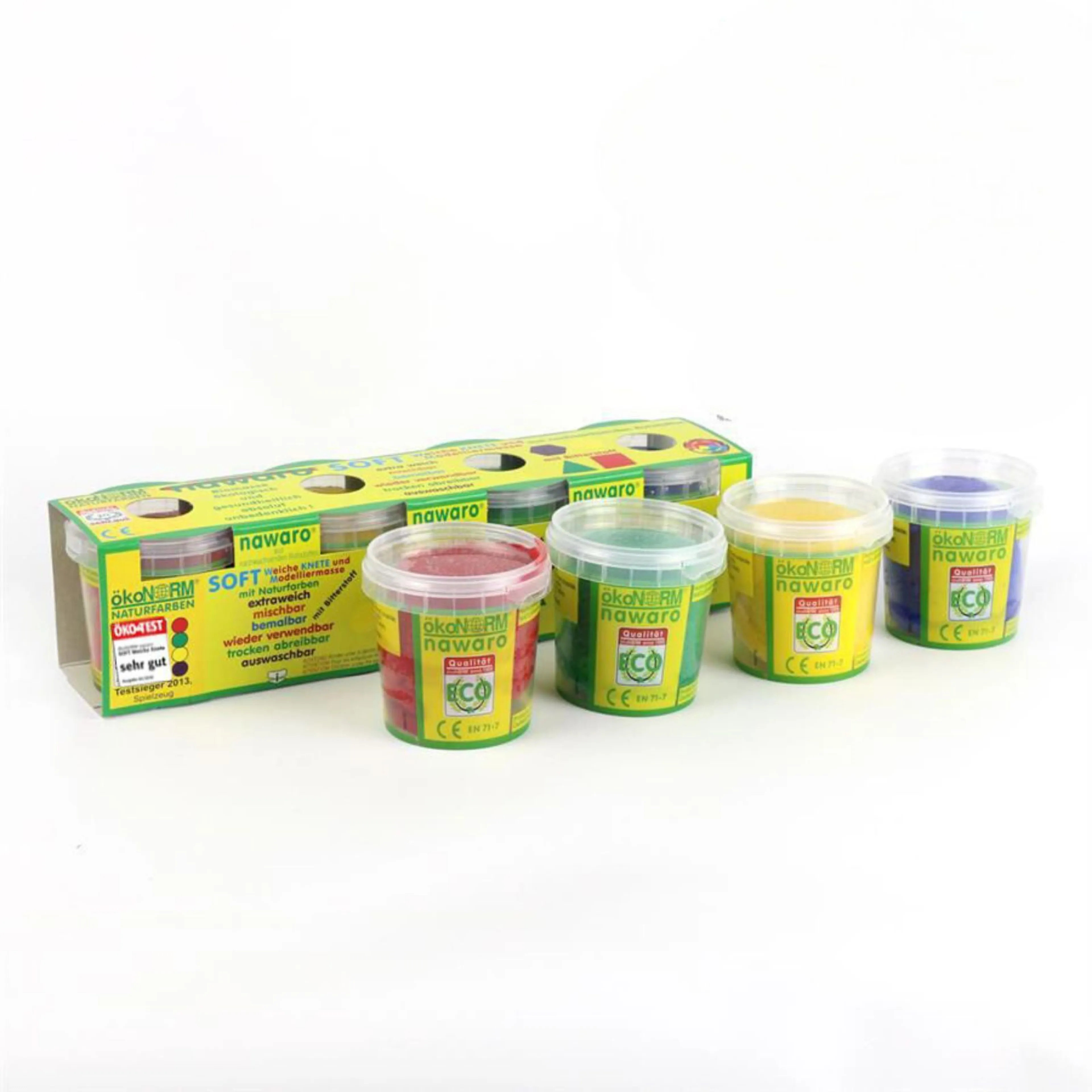Pâte à modeler rouge, jaune, vert, bleu - Ökonorm