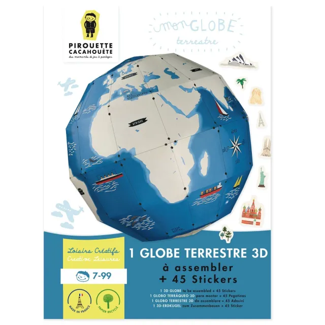 Kit créatif - Globe terrestre en papier - Pirouette Cacahouète