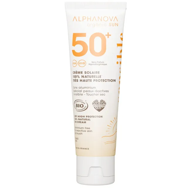 Crème solaire solaire sensible spf50+ visage - Alphanova Organic Sun