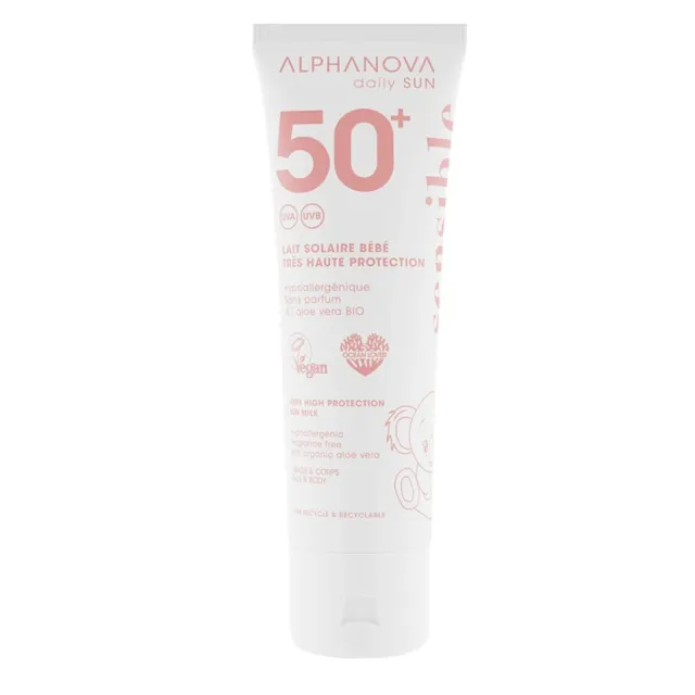 Lait solaire bébé très haute protection SPF50+ - Alphanova Daily Sun