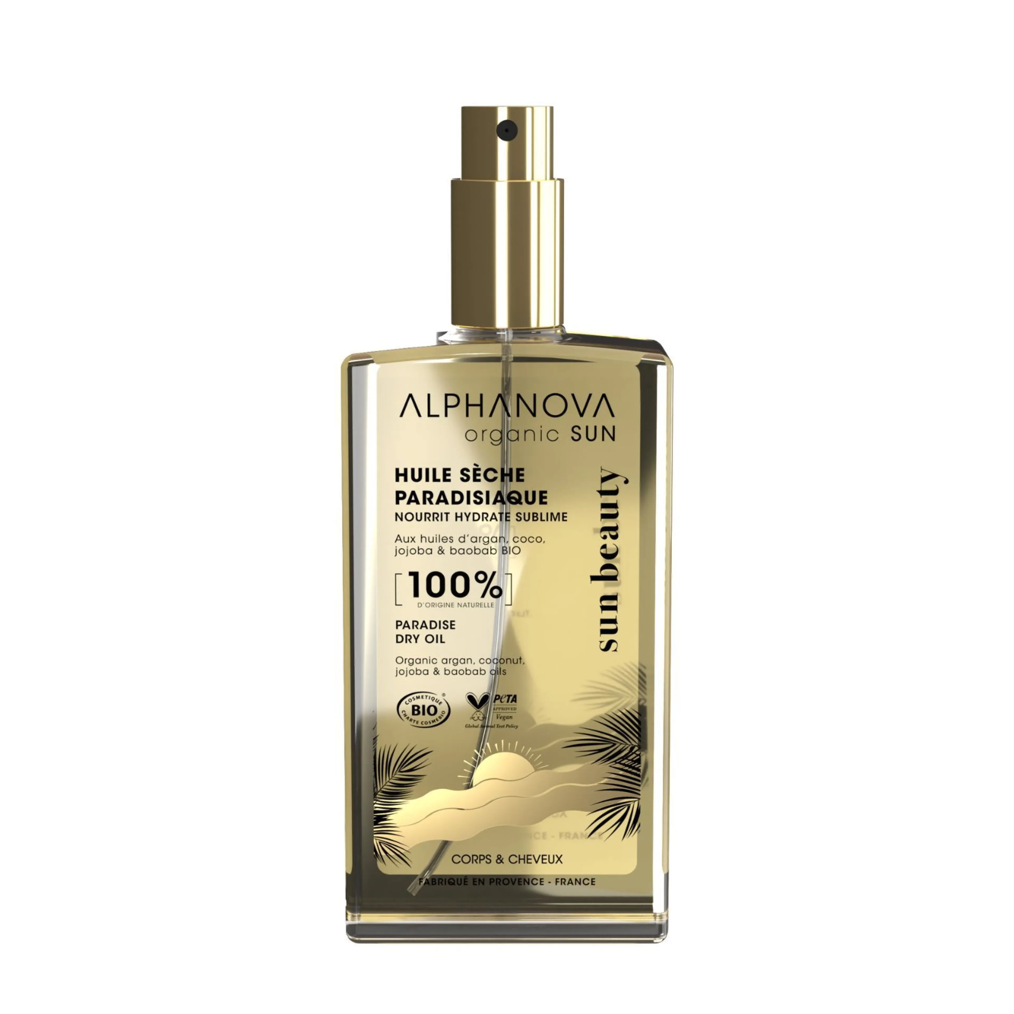 Huile sèche paradisiaque au monoï de Tahiti - Alphanova Organic Sun